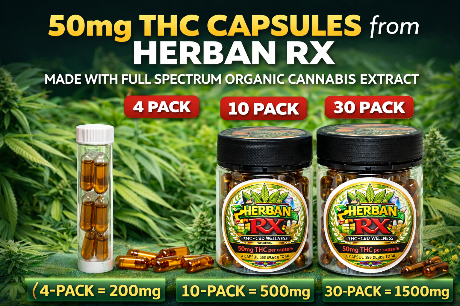 Herban RX - 50mg THC Capsules