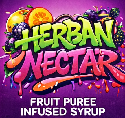 Vibrant fruit puree syrup label